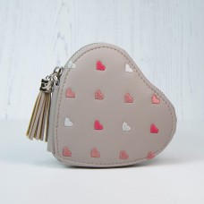 Gorgeous Taupe Heart Shaped Purse with Faux Leather Tassel